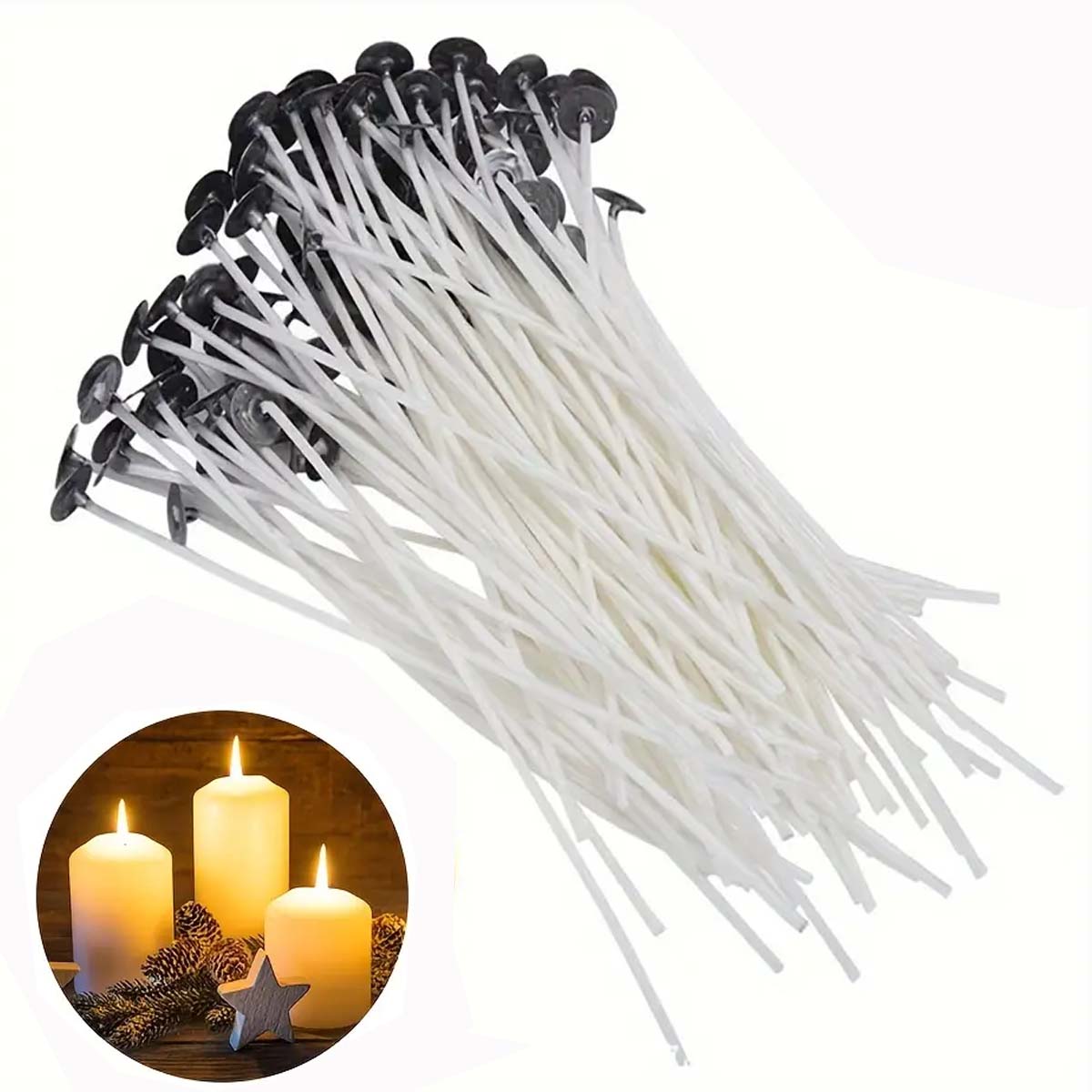 Soy Wax Pillar Blend - 50Pcs/set Smokeless Candle Wicks Soy Wax