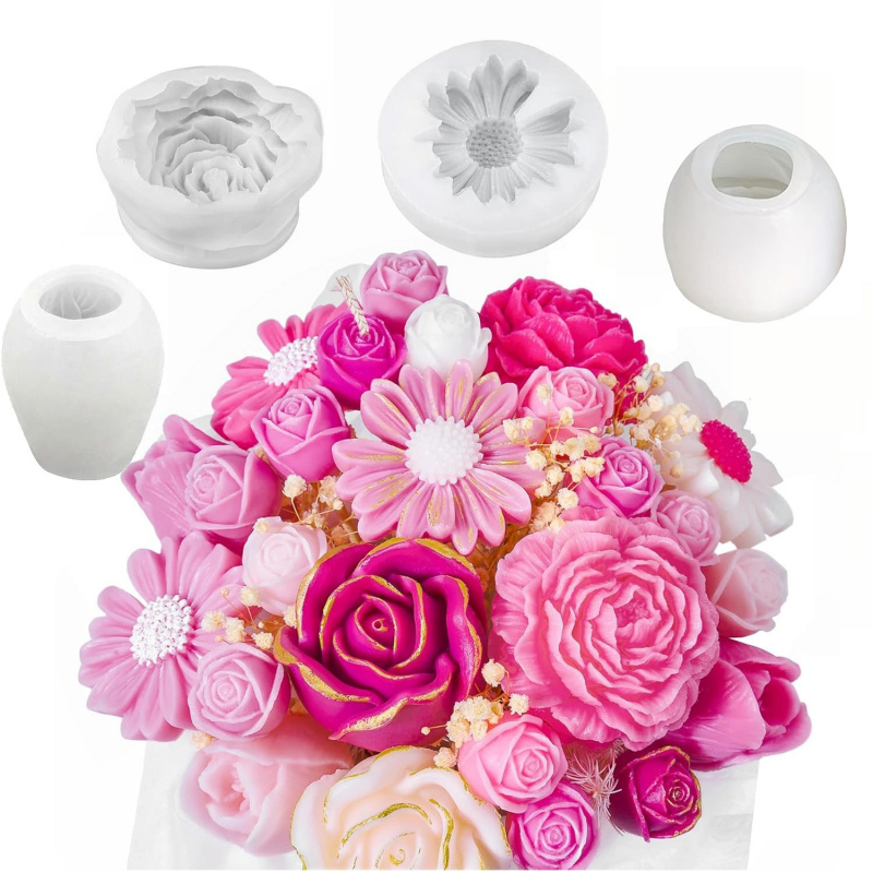 Candle Making Reno - 4Flower Candle Mold Set，Used for candle