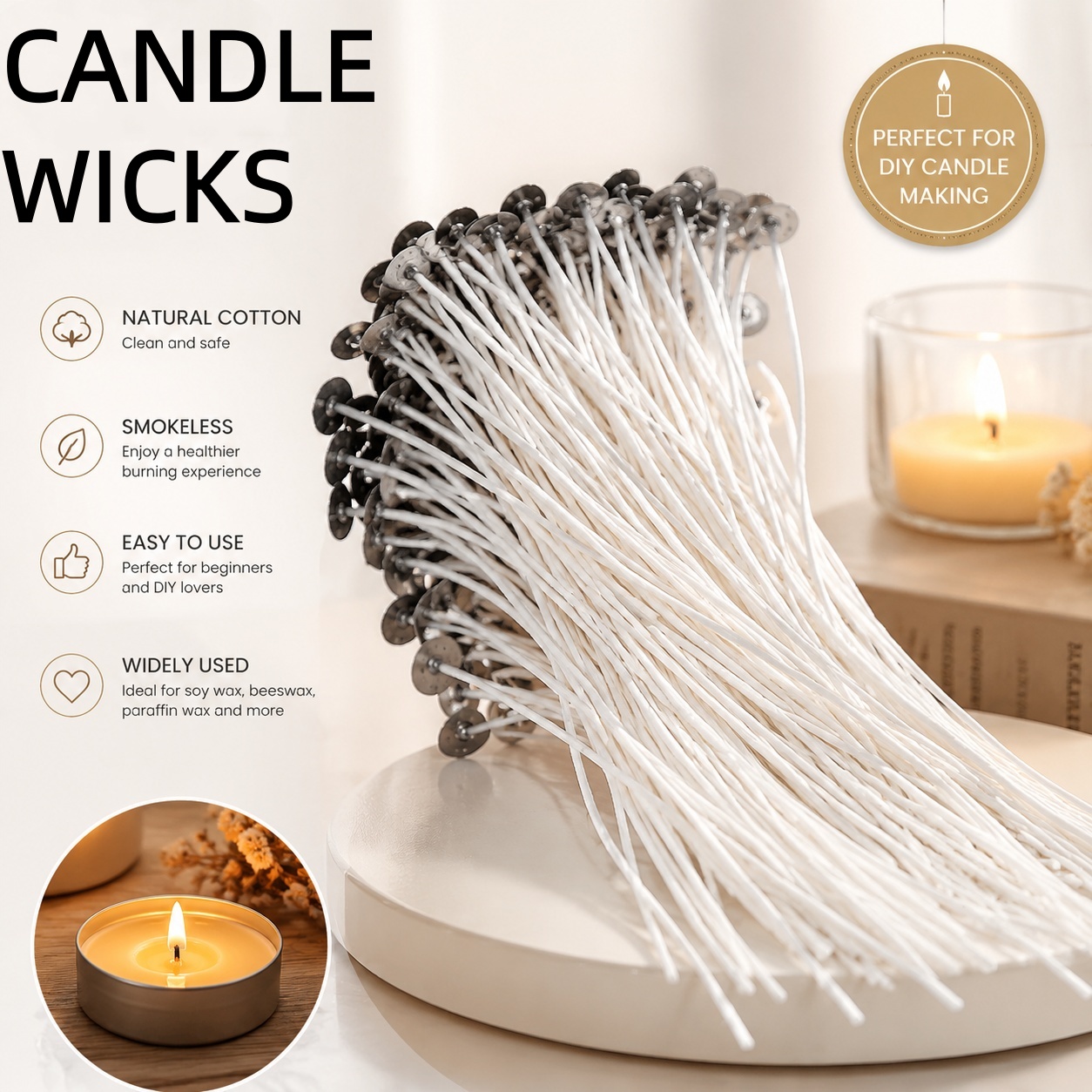Smokeless Candle Wicks Soy wax - Soy Wax Pillar Blend recensie en prijs